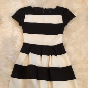 Black and white fit and flare dress